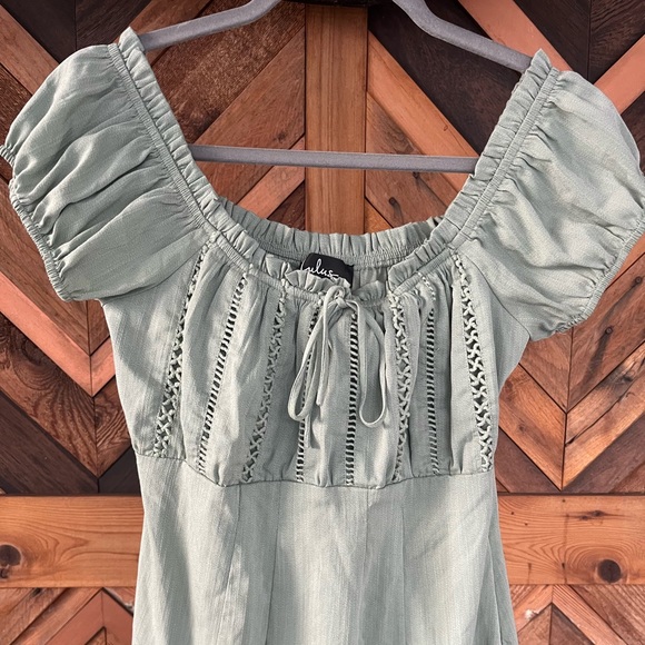 Lulus Wisteria Light Blue Embroidered Off-the-Shoulder Mini Dress Size Medium - Picture 5 of 9